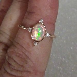 NEW 1-Carat Oval White Fire Opal Ring/Rose Gold